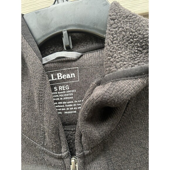 LL Bean Sweater Jacket Womens Small Black Full Zip Hooded Fleece Long Gorpcore - Picture 2 of 7
